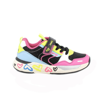 Sneakers da bambina nero e fuxia con strap