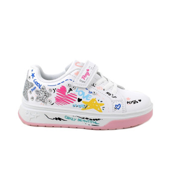 Sneakers da bambina bianco con strap