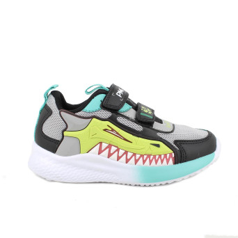 Sneaker pour garçon gris et noir avec velcro